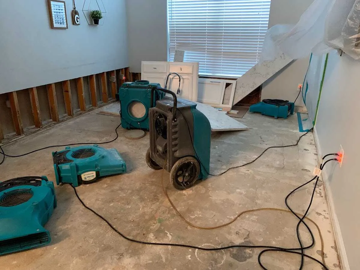 Dehumidifier in flood-cut room for Water Extraction & Removal in DeWitt